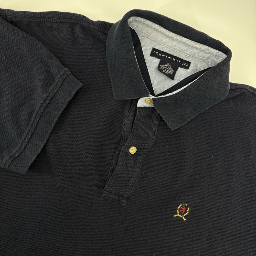 Vintage‎ Tommy Hilfiger Men's Crest Polo Navy Collared Shirt XX Large Preppy
